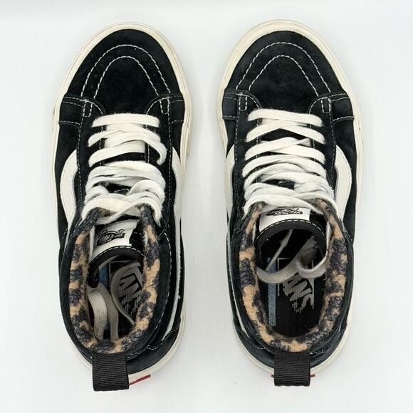 Vans SK8-HI Mte Black Suede Leopard Print Lace Up Sneakers - Big Kids 4.5 - Picture 8 of 10